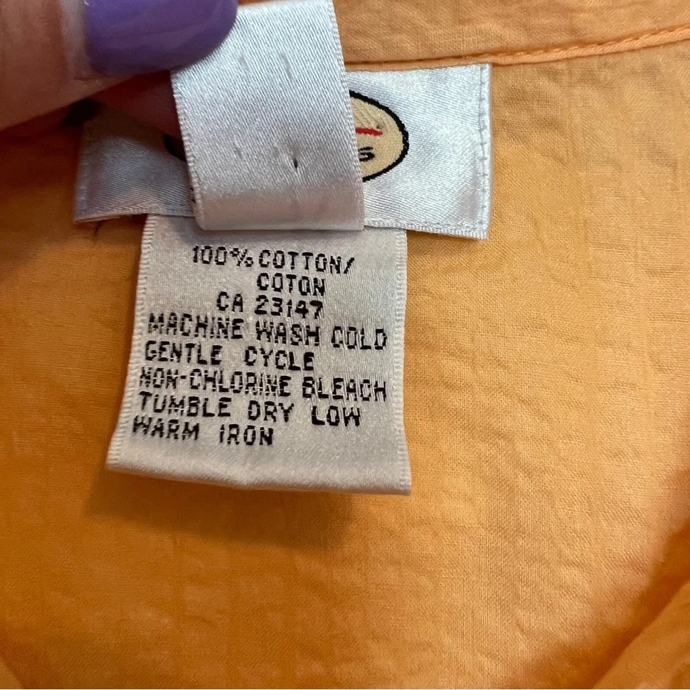 Talbots orange 3/4 sleeve button down shirt, XL - Picture 8 of 8